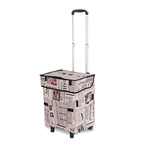 Chariot de courses Oxford Spin pliable et réutilisable à tirer à la main avec poignées télescopiques et roues adaptées aux voyages de vacances Panier de courses léger pliable pour (Paris Daily)