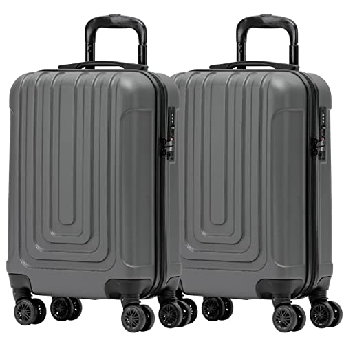 Flight Knight Premium Set of 2 Lightweight Cabin Suitcase - 8 Spinner Wheels - Built-in TSA Lock & USB Port - Luggage Approved for Over 100 Airlines Including easyJet, Ryanair & Jet2-55x35x20cm