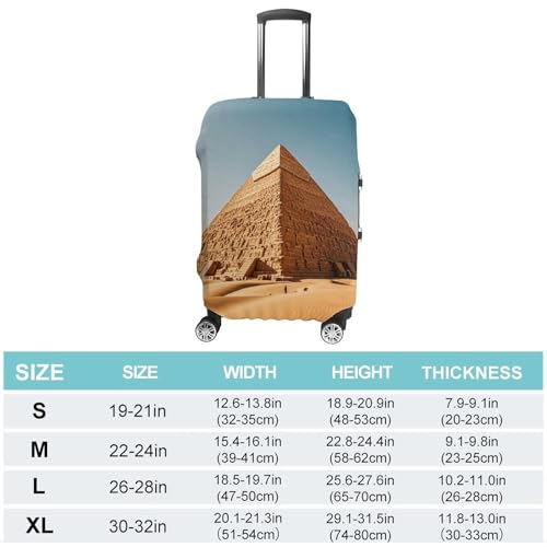 Egyptian Pyramid in Desert Luggage Cover, Washable Elastic Suitcase Cover Protector Fit 18-32 Inch Luggage2