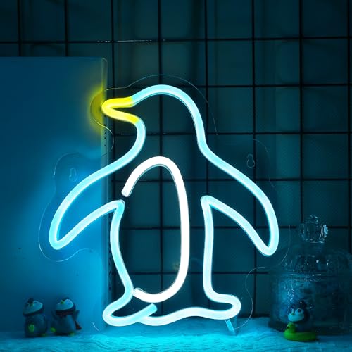 Image of Attivolife Penguin Sign for Wall Decor, Light up Special Animal Shape LED Lamp with Dim USB Powered, Unique Home Living Room Business Cafe Shop Bar Party Decor Birthday Christmas Day Gift