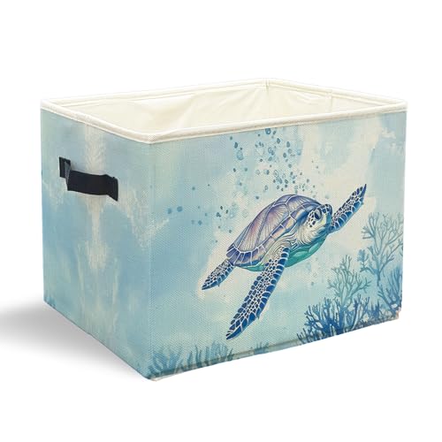 QEJ Sea Turtle Storage Basket Bin, Sea Turtle Gifts for Women