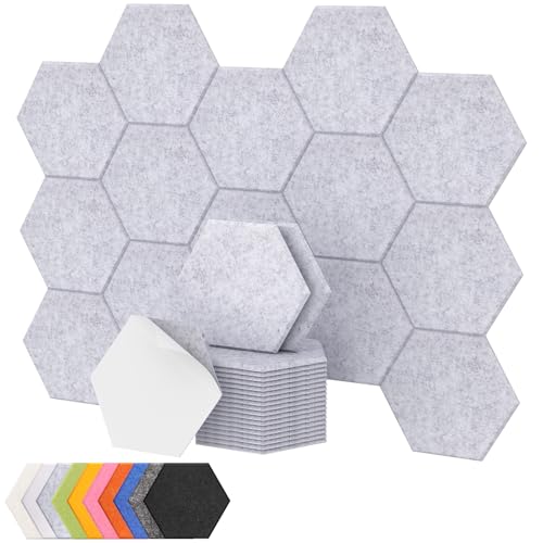 TONOR 18-pak Panele Akustyczne Samoprzylepne, 30×26×1 cm Panel Akustyczny Ścienny, Pianka Akustyczna Wysokiej Gęstości do Studia/Biura/Sypialni/Salonu, Jasnoszary