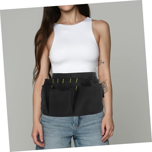Delantal de cintura Homoyoyo negro con bolsillos miniatura 6
