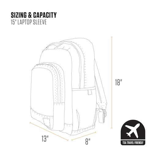 Carhartt 25L Classic Laptop Backpack, Durable Water-Resistant Pack W/ 15" Laptop Sleeve and Multiple Organizational Compartments, PFAS Free, Carhartt Brown - Image 5