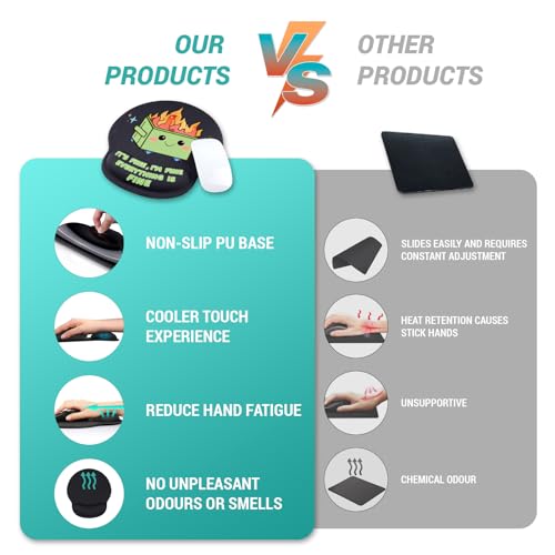 Ergonomic Mouse Pad with Wrist Support, Dumpster on Fire Gel Mouse Pads Wrist Rest for Desk, Cute Funny Comfortable Computer Mousepad for Gaming Laptop Work Home Accessories Office Supplies Decor by Hancynir - Image 3