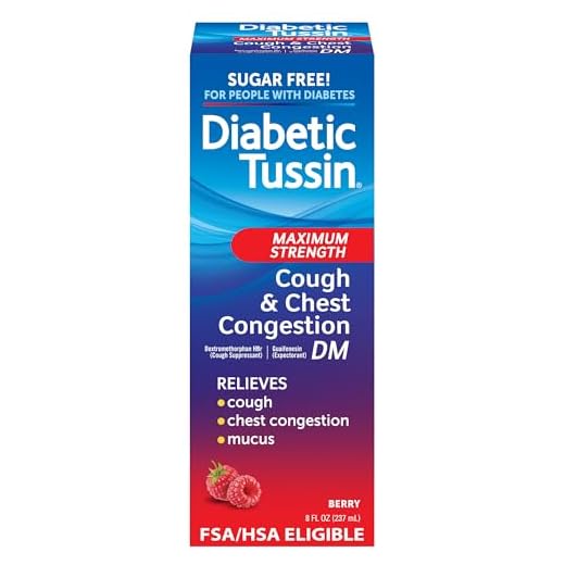 Diabetic Tussin DM Maximum Strength Cough Medicine with Chest Congestion Relief - 8 Fl oz - Liquid Cough Syrup, Safe for Diabetics, Berry Flavored