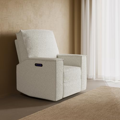 Image of Storkcraft Texas Nursery Power Recliner Swivel Glider, Ivory Boucle