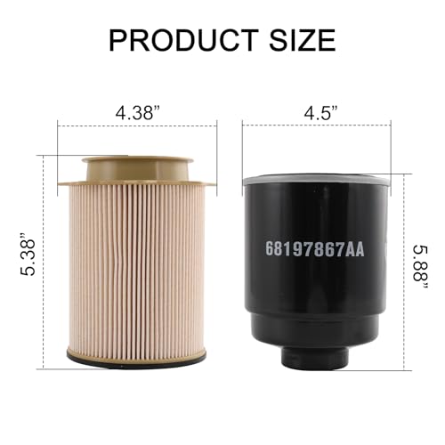 Fuel Filter Water Separator Set 6.7L Cummins Diesel Replacement For Dodge Ram 2500 3500 4500 5500 6.7L Cummins Turbo Diesel Engines 2013-2018 Replace 68197867AA, 68157291AA, 68197867AB, 68065608AA - Thumbnail 4
