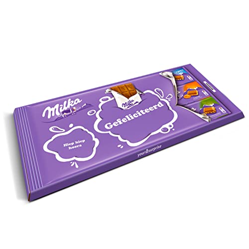 Mega Milka Chocoladereep Cadeau - Boodschap "Gefeliciteerd" - voor verjaardag of speciale gelegenheid - Image 3