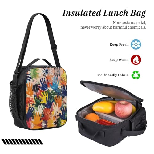 Cartable 3 en 1 noir pour enfants avec sac à déjeuner et trousse assortis - 6
