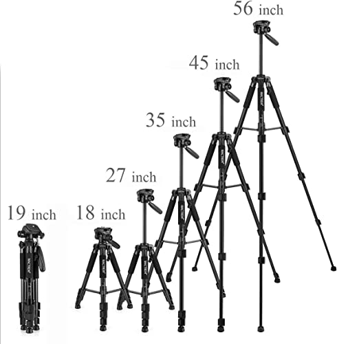 Image of MACTREM 55 inch Travel Camera Tripod Stand, Lightweight Aluminum for DSLR SLR Canon Nikon Sony Olympus DV with Carry Bag -11 Lbs(5Kg) Load
