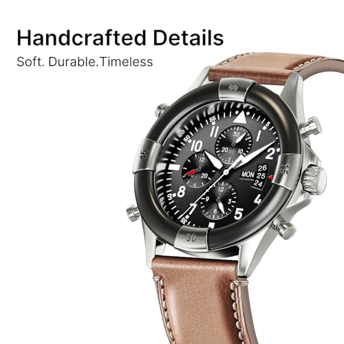 Image of Fullmosa Quick Release Premium Leather Watch Strap | 24 /22 /21 /20 /19 /18mm,Burnished Leather Watch Band Compatible with Samsung Amazfit Fossil Replacement Belt for Men and Women