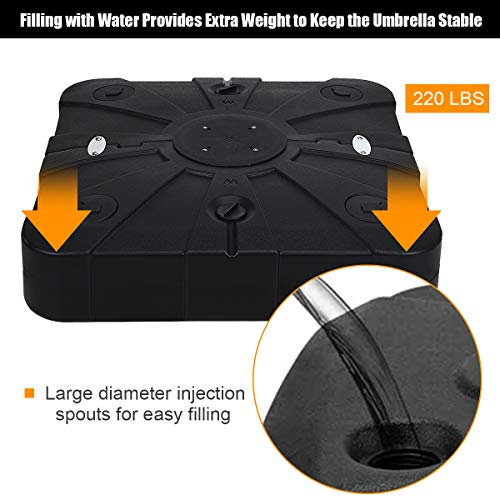 Tangkula Cantilever Offset Patio Umbrella Base Weight Stand With Wheels, 260Lbs Wet Sand Filled Weight, Square Heavy Duty Outdoor Umbrella Base Plate W/Crossbar, Umbrella Stand Base #TOP7