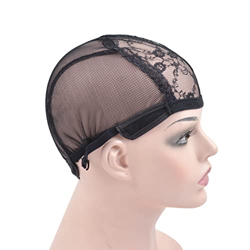 3 Pcs Black Lace Wig Caps for Wig Making Wigs Hair Net for Women with Adjustable Straps to Hold Wigs in Place (Black M) - Image 3