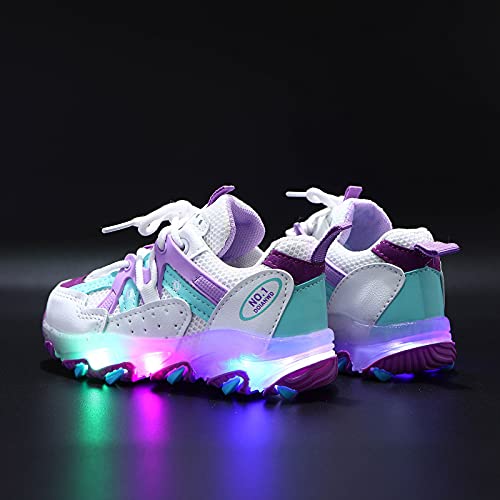 Toddler Girl Shoes Children Kids Baby Girls Boys Sneakers Bling Led Light Casual Lace Up Sport Shoes 1-7 Years2