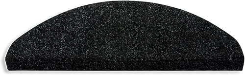 etm - Marchettes d'escalier Autocollantes - Tapis d'escalier antidérapant - Tapis de marches en Fibres synthétiques Anti-allergiques - 1 pièce nezs de Marche Demi-Lune - Leipzig, 23x65 cm Anthracite – vue 2