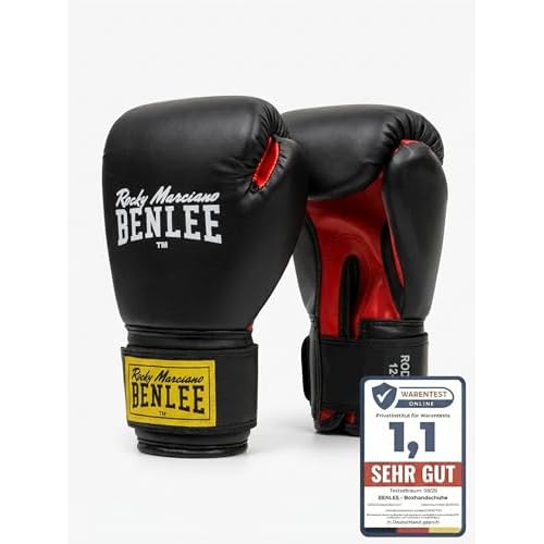 BENLEE Rocky Marciano Boxhandschuhe Pu Training Gloves Rodney, Schwarz/Rot, 14