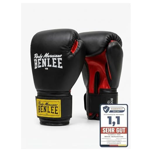 BENLEE Rocky Marciano Boxhandschuhe Pu Training Gloves Rodney, Schwarz/Rot, 16