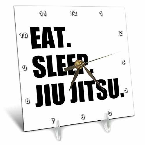 3dRose dc_180413_1 Eat Sleep Jiu Jitsu Japanese Martial Art Ju Jutsu Jujutsu Jujitsu Desk Clock, 6" x 6"