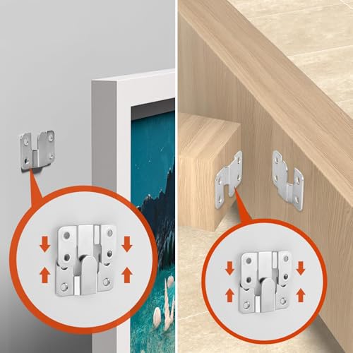 Flush Mount Brackets 4 Pairs – Heavy Duty Picture Hooks & Mirror Hanging Kit, Flush Concealed Mount Bracket with Screws, Heavy Duty Mirror Fixings for Wall Mounted Headboards, Headboard Brackets - Image 2