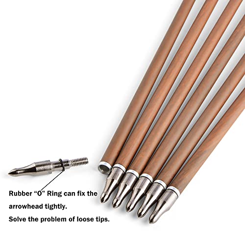 Zshjgjr 31" Archery Carbon Arrows Spine 340 400 500 600 Hunting Arrows With Removable Tips Natural Feather Targeting Arrows For Compound & Recurve & Traditional Bow 6/12Pcs (Spine 340, Brown, 12) #TOP4