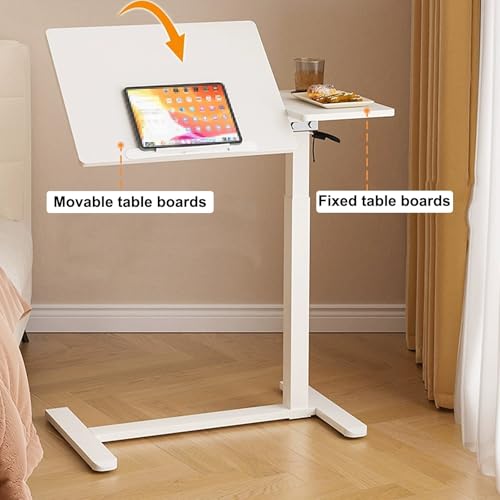 Table de chevet à roulettes hauteur réglable blanche pour ordinateur - 5