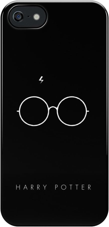 Harry Potter Cell Phone Case - iPhone 5/5s/SE - Potter Lightning Bolt & Glass - Black Hard Plastic, Clip-On Case - Fun Cases Compatible