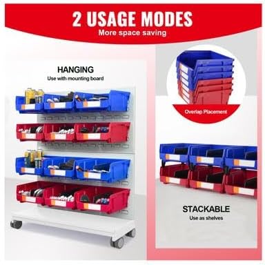 Happybuy Plastic Storage Bin, 11"x11"x5", Hanging Stackable Organizer, Blue/Red, 6-Pack, Heavy Duty for Closet, Kitchen, Office, or Pantry