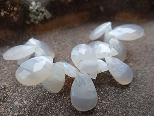 Agate blanche champagne en briolette poire facettée LKBEADS pour création bijoux