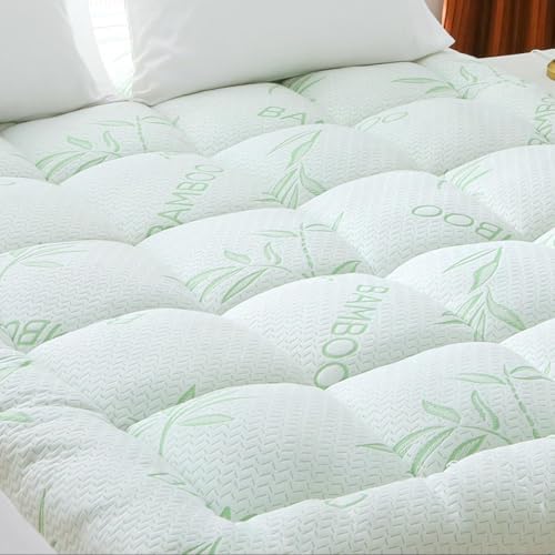 Extra Thick Mattress Topper California King Size, Waterproof Soft Viscose Derived from Bamboo, Pillow Top Mattress Pad, Mattress Cover 1000GSM Filling with Deep Pocket for Back Pain Relief