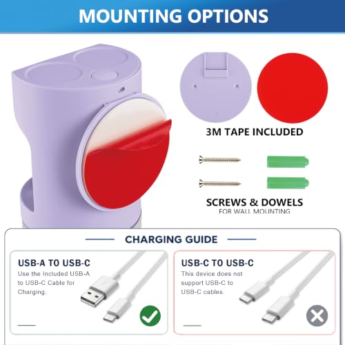Image of ZOFGENOW Automatic Mouthwash Dispenser for Bathroom,Bathroom Accessories 19.4 Fl Oz Dispensers with Magnetic Cups,Wall Mounted Dispenser,Suitable for All Age Groups,Purple