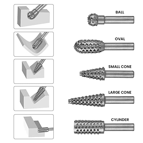 Hoteche 5-Piece Rotary Burr Set, Grey - Image 3