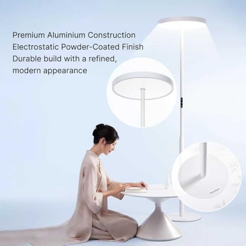 Modern Floor Lamp, Natural 10 AM Daylight Full Spectrum Standing Light for Bedroom Living Room Office, Double-Sided Illumination, Dual-Light Design, 7200LM, 4000K, White Floor Lamp, 36000+H Lifetime — view 4