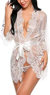 Avidlove Women's Lace Kimono Robe Babydoll Lingerie Mesh Nightgown Cover Ups Sheer Gown