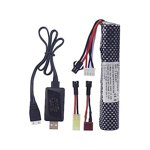 sea jump 3S 11.1V 2000mAh Li ion Battery with SM-2P Plug Connector and USB Charging Cable, Suitable for Airsoft Gel Water Droplet Blaster Air Gun Gel Ball Shock Wave Replacement Battery Cover