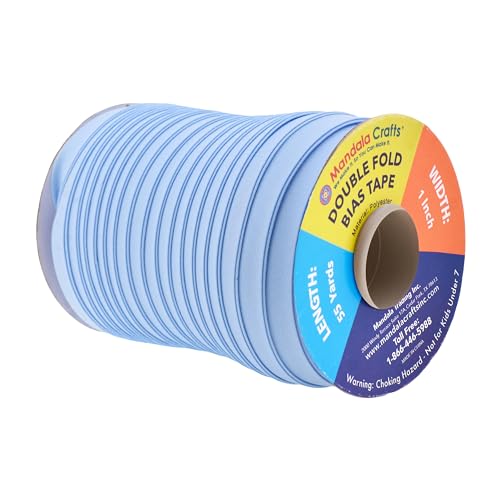 Mandala Crafts 55 Yards 1 Inch Light Blue Double Fold Bias Tape for Sewing - Bias Binding Tape for Quilting Binding, Hemming, Seam, and Fabric Piping by Mandala Crafts - Image 2