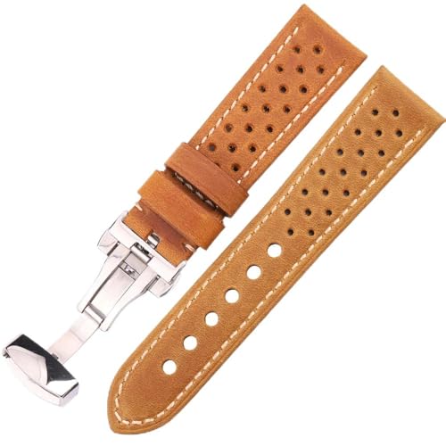 Correa de cuero compatible con Tag Heuer y cierre desplegable premium