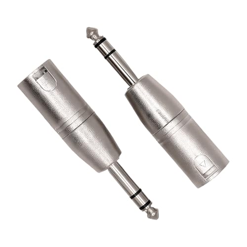Wafuesh Confezione da 2 Adattatori Professionali da 6,35 mm (1/4 di pollice) a XLR Maschio - Adattatori Bilanciati per Collegare Cavi XLR a Jack TRS, Costruzione Robusta e Alta Qualità del Suono