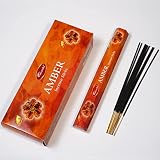 ARO VATIKA Amber Perfumed Hexa 6 Pack Natural Masala Incense Sticks | Hand Rolled Agarbatti | Best f