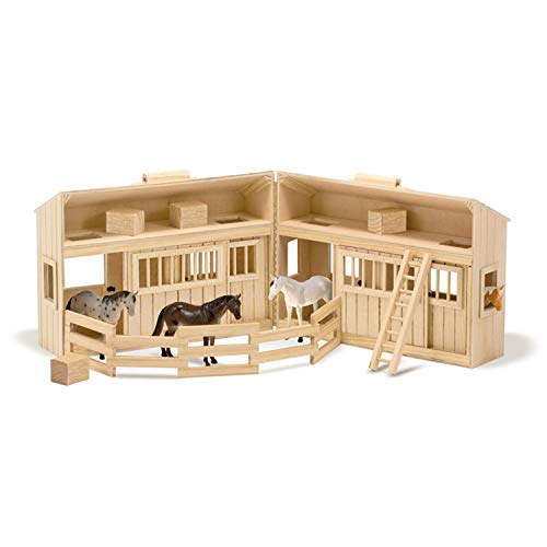 Melissa & Doug Fold and Go Wooden Horse Stable Dollhouse with Handle and Toy Horses (11 pcs) - image 9
