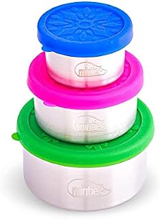 Mintie - Midi Food Storage Containers for Baby Food, Weaning, Sauces and More, Alternative to Plastic Containers with Lids, Set of 3 (100, 220 and 400 ml) Leak-Proof Snack Pots with Silicone Lids