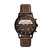 Fossil Men's 42mm Collider Stainless Steel and Leather Hybrid HR Smart Watch, Color: Black, Brown (Model: FTW7008)