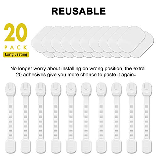 Betertek Cabinet Locks Child Safety Refrigerator Lock Drawer Locks Baby Proof Fridge Lock Kids Safety Latches Strap Locks (10 pack) for Dresser, Toilet Seat, Oven, Dishwasher, with Extra Adhesive - Thumbnail 3