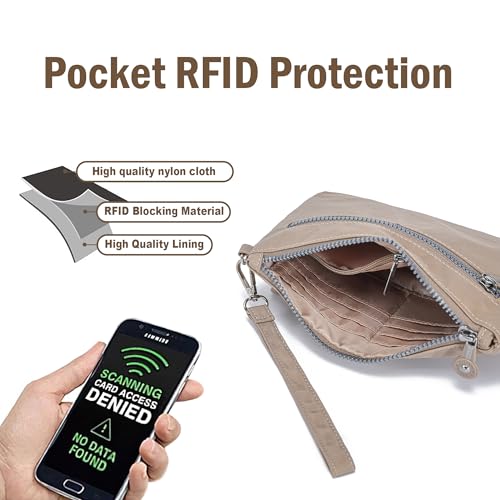 Image of Small Wristlet Wallets for Women Nylon RFID Cross body bag | Cell Phone Purse with Built-In Card Slots for Daily Outings