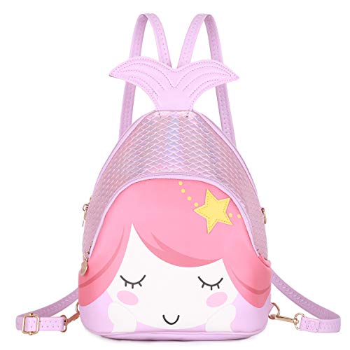 KL928 Girls Mini Backpack Toddler 3D Animal Casual Daypack PU Leather Preschool Convertible Shoulder Bag Gift for Kids (Black)