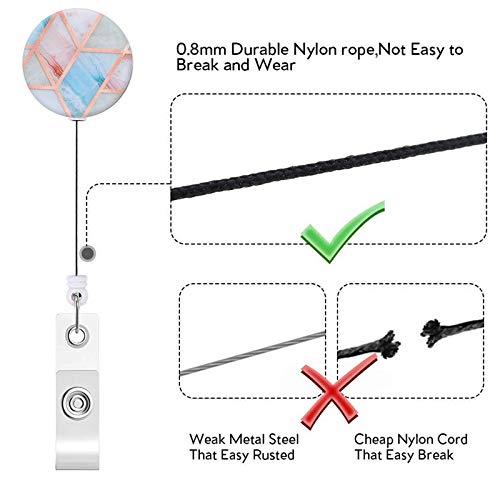 Easere Badge Reel, Retractable Badge Holder With Alligator Clip, Name Decorative Badge Clip Id Card Holders For Nurse, Teacher, Student, Volunteer (Geometric Lines On Marble / 3 Pack) #TOP4