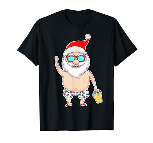 Summer Christmas in July - Tropical Santa Hawaiian T-Shirt