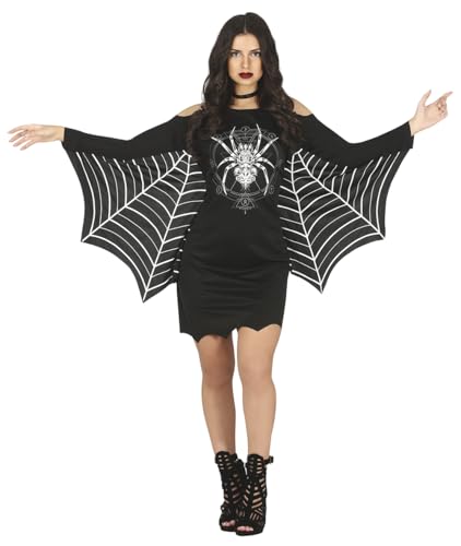 FIESTAS GUIRCA Disfraz de Mujer Araña - Vestido Negro Corto con Estampado Araña y Mangas Telaraña para Mujer Adulta Talla M 38-40