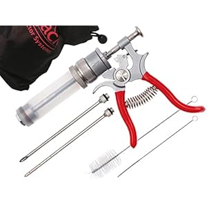 SpitJack Magnum Meat Injector. Food Flavor Injection Syringe for Smoked BBQ Marinades and Meat Seasoning. 2 Needles for Pork Butt, Beef Brisket, Turkey Breast. 50ml Capacity. Made in The USA.