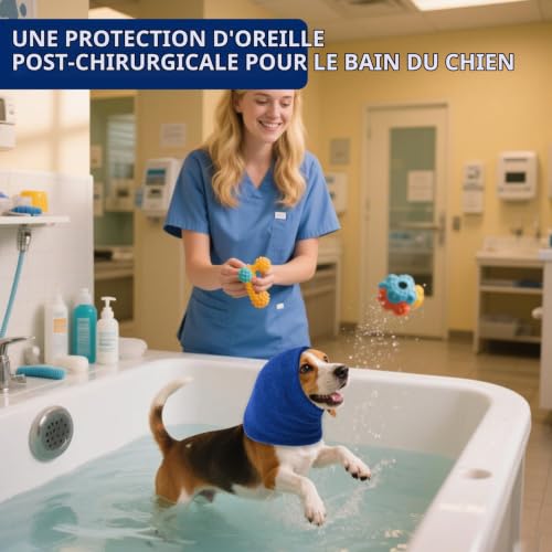 SLSON Bandeau Chien Oreille,Cache-Oreilles pour Chien,Soulager l'anxiété des Animaux,Anti Bruit,Apaiser Les Oreillettes pour Le Tonnerre,Foudre,Feux d'artifice,Bain(Bleu, S) – vue 4